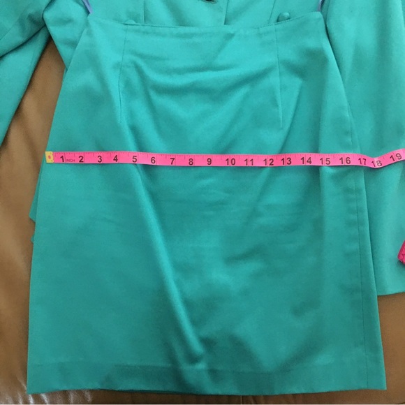 2-piece garment dress skirt suit fully lined size S color teal - Picture 12 of 16